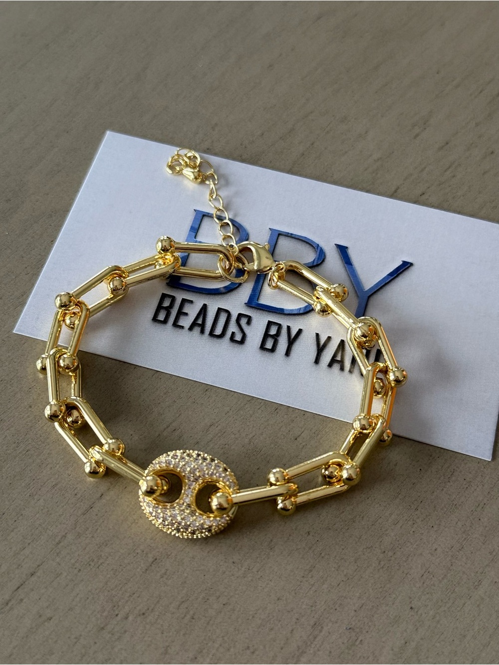 Gold Pavé Link Bracelet